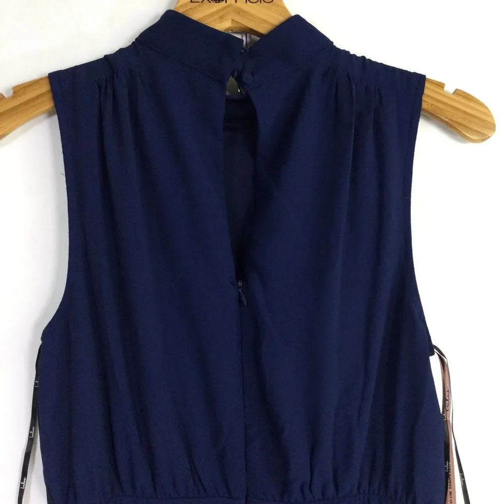 Lulus Womens Mock-Neck Maxi Dress Sleeveless Casual Navy Blue Size Medium NWT - Picture 8 of 16